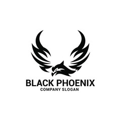 black phoenix abstract logo design  silhouette vector design graphic tempate