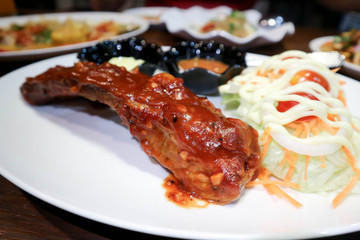 pork steak or pork rib steak, barbecue pork rib
