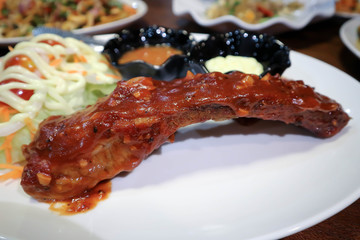 pork steak or pork rib steak, barbecue pork rib