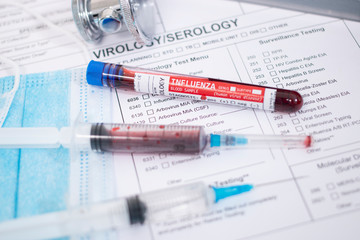Blood samples with infected virus
