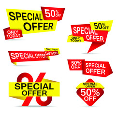 Collection of Special offer Discount Styled Banners - Vector Illustration