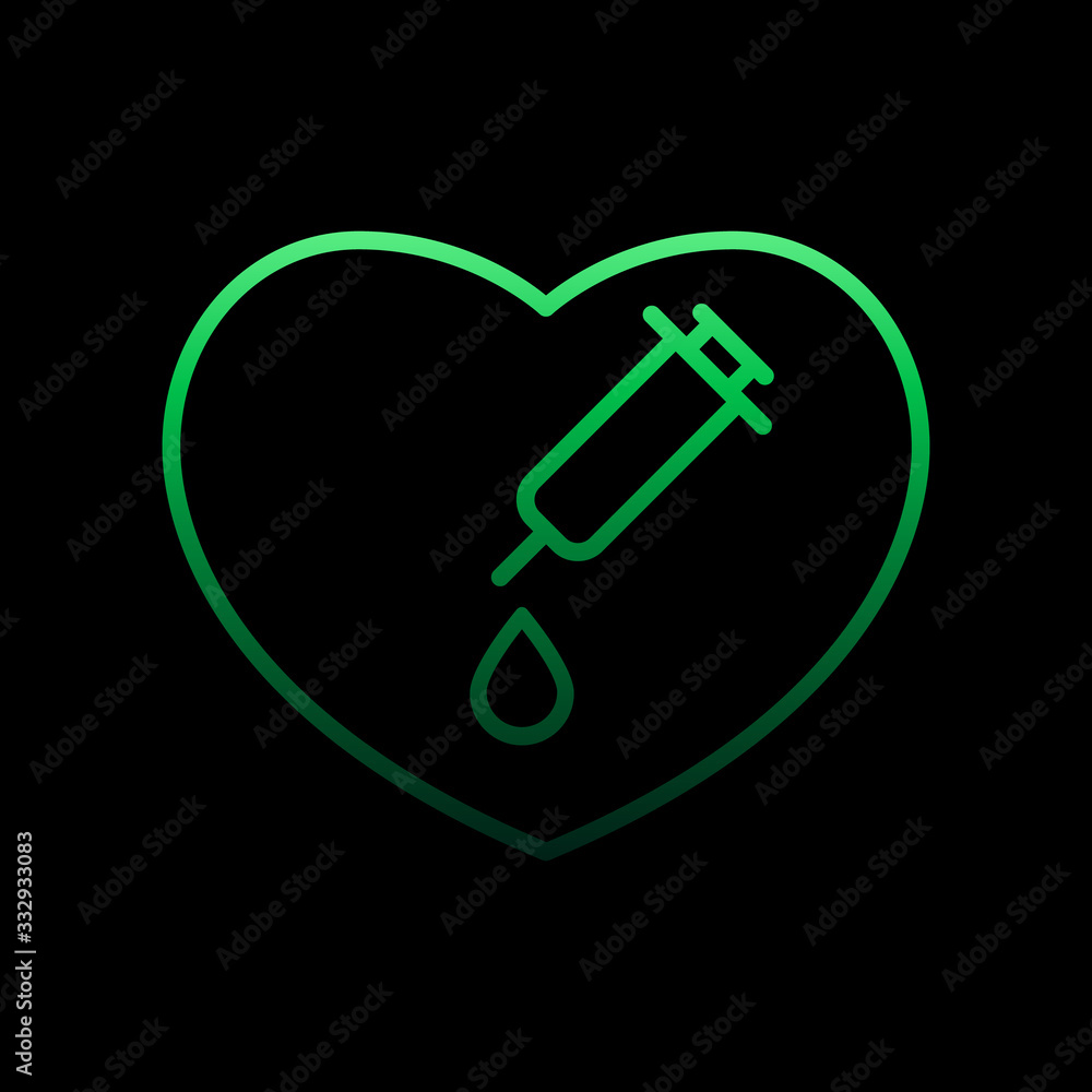 Aufkleber syringe with drug for heart nolan icon. simple thin line, outline vector of heartbeat icons for ui a