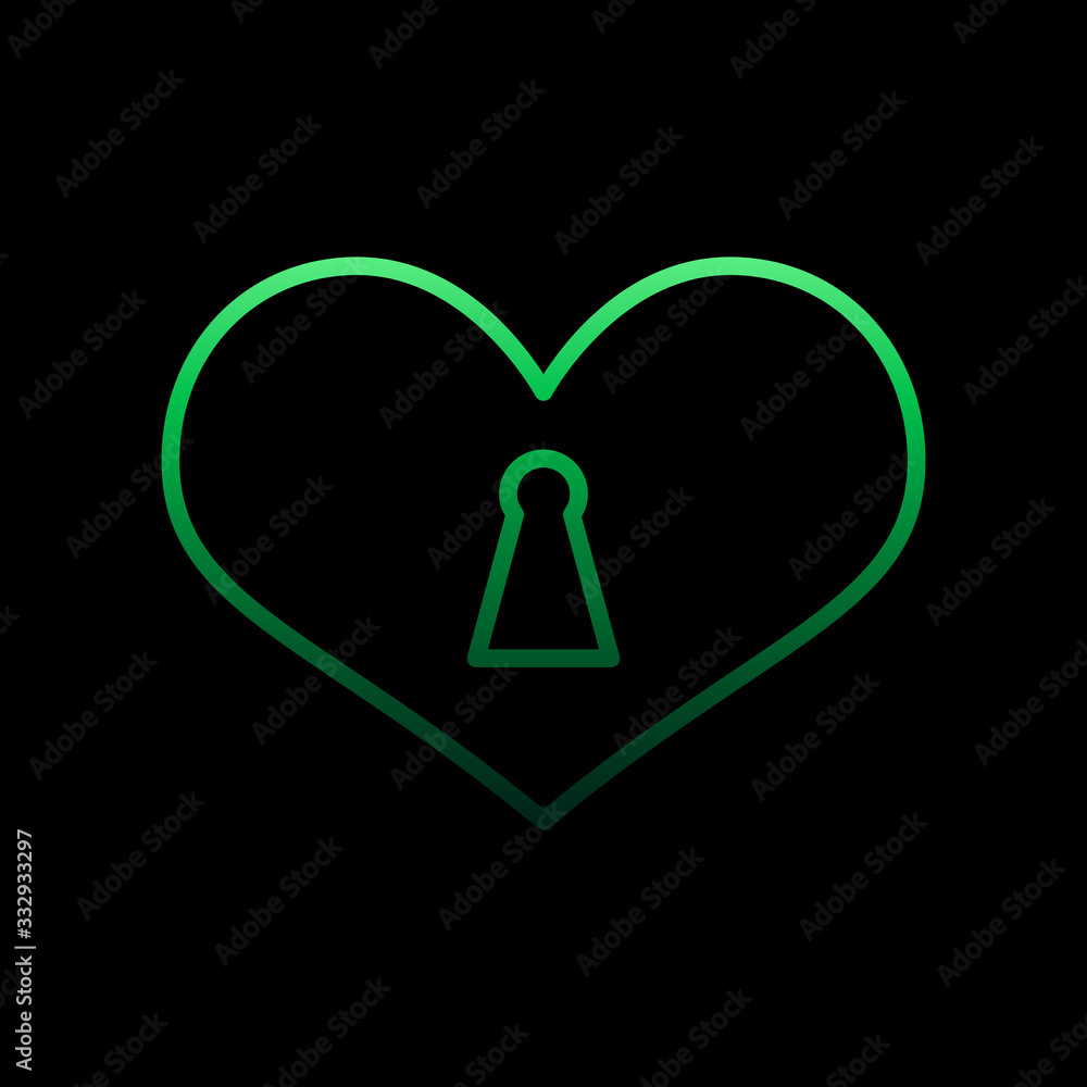 Poster heart lock with key hole nolan icon. simple thin line, outline vector of heartbeat icons for ui and 