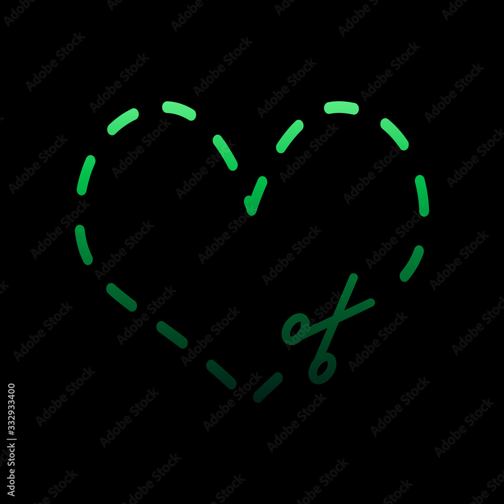 Poster cutting heart of broken line, scissor nolan icon. simple thin line, outline vector of heartbeat icon