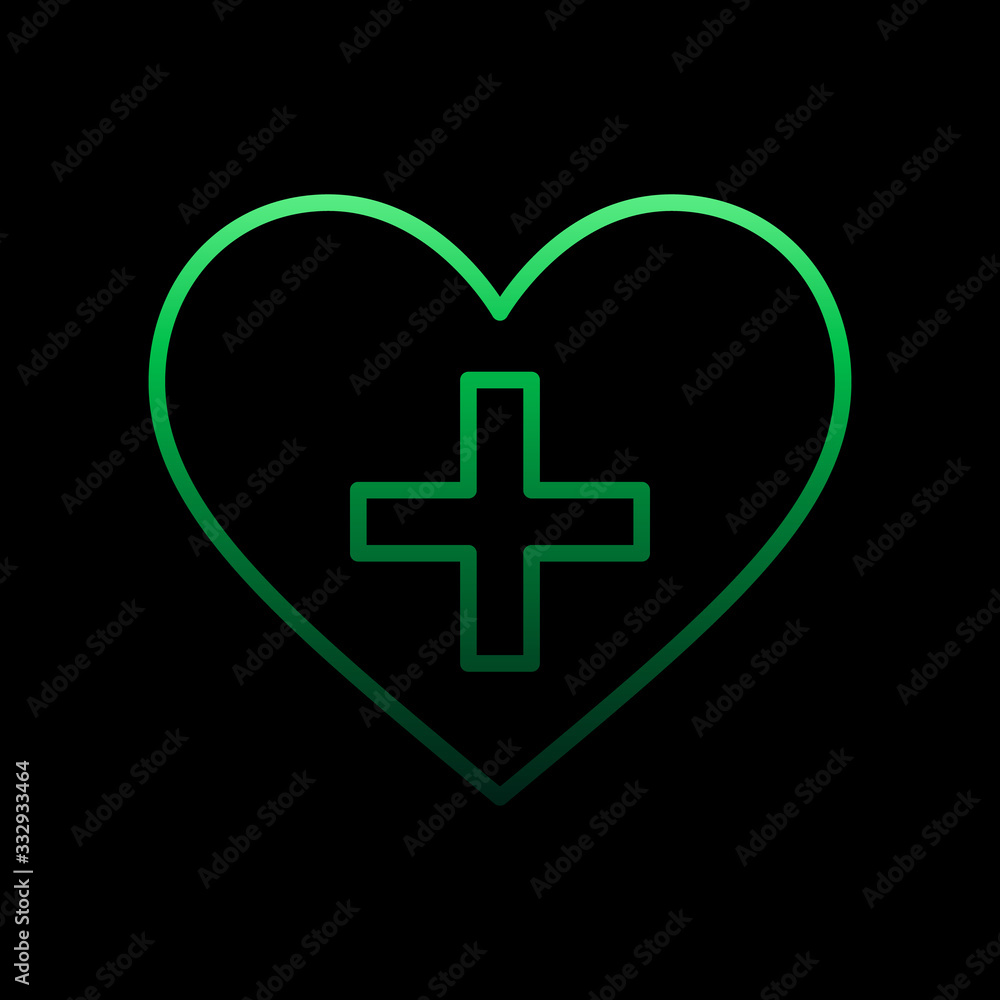 Poster medical heart with cross nolan icon. simple thin line, outline vector of heartbeat icons for ui and 