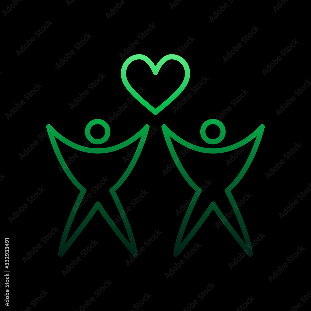 Poster two human with heart nolan icon. simple thin line, outline vector of heartbeat icons for ui and ux, 