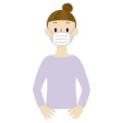 Illustration of a woman wearing a medical mask