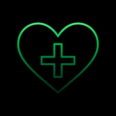medical heart with cross nolan icon. Simple thin line, outline vector of Heartbeat icons for ui and ux, website or mobile application