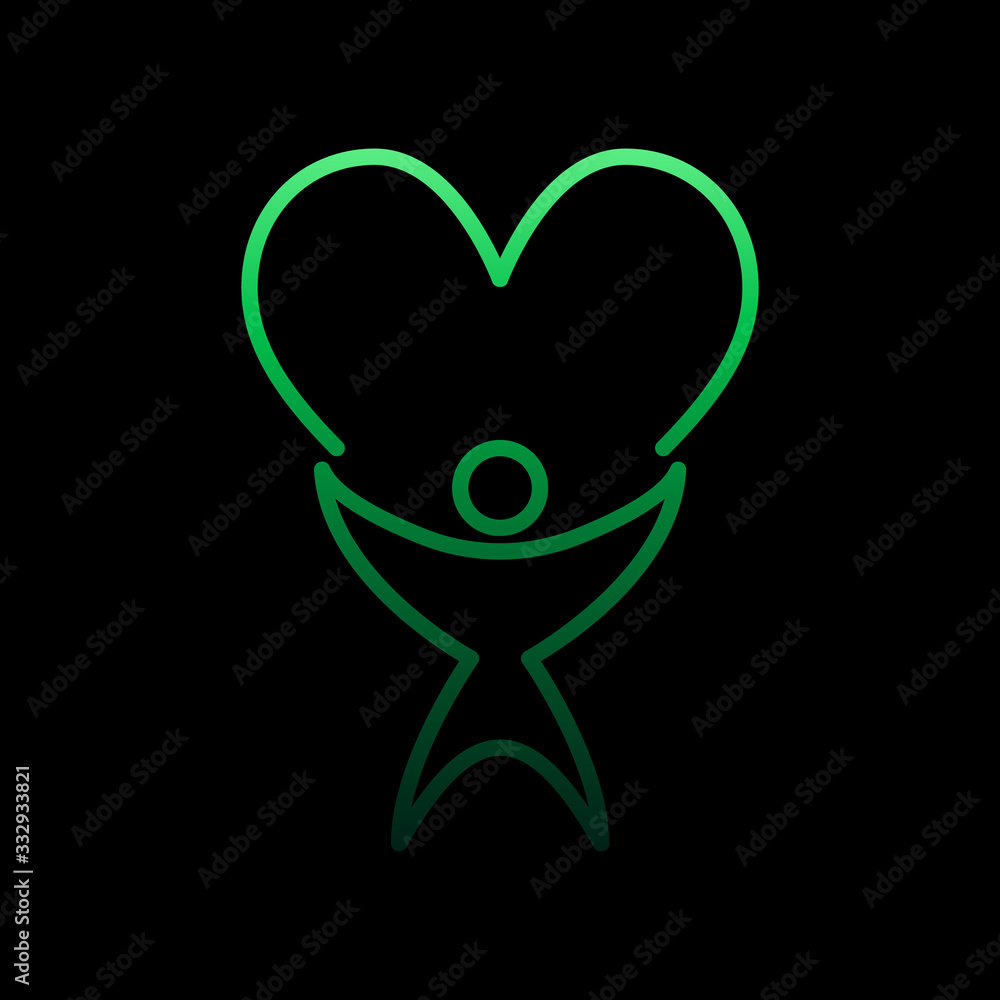 Poster heart with human nolan icon. simple thin line, outline vector of heartbeat icons for ui and ux, webs
