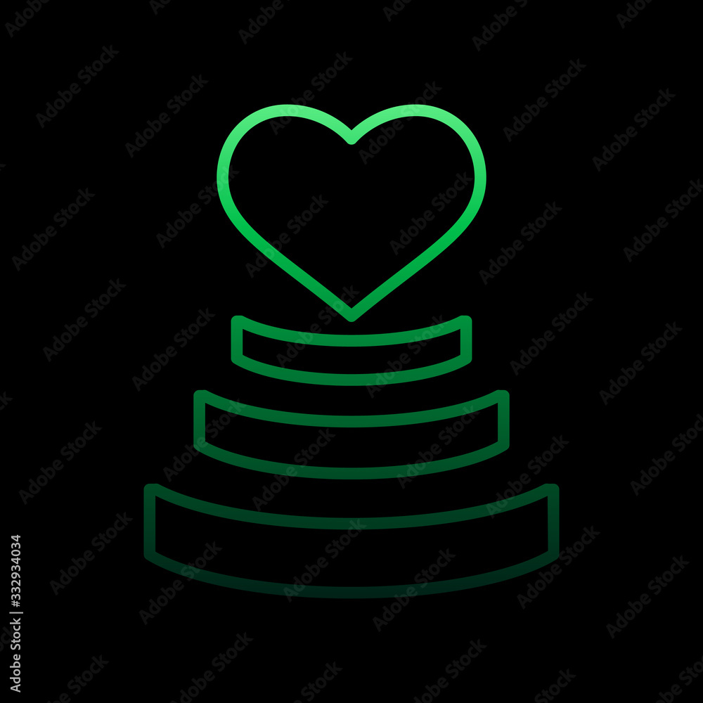 Poster heart shaped 3 layered cake nolan icon. simple thin line, outline vector of heartbeat icons for ui a