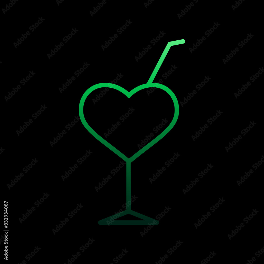 Poster heart shaped glass with straw nolan icon. simple thin line, outline vector of heartbeat icons for ui