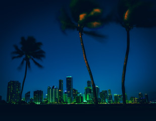 city skyline night miami cityscape sky buildings skyscrapers panorama miami florida usa architecture downtown impressions dusk tower silhouette palms dark blue © Alberto GV PHOTOGRAP
