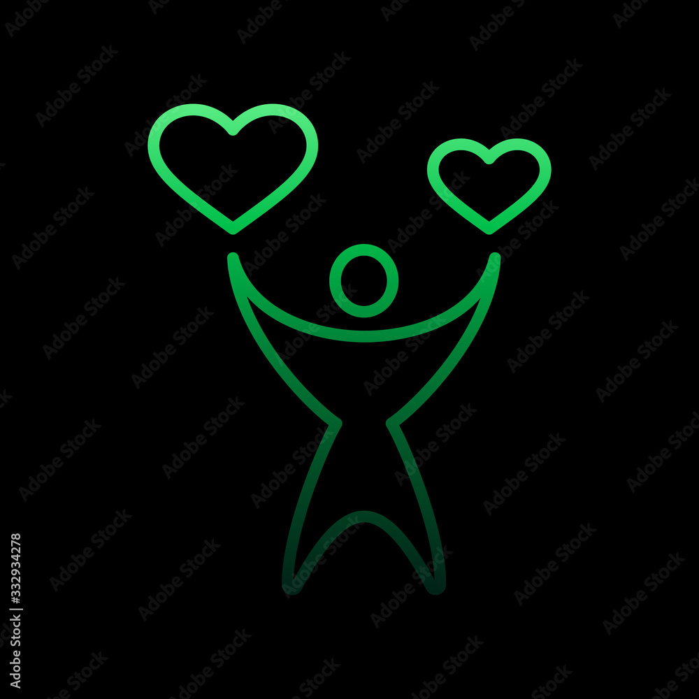 Poster human with 2 hearts nolan icon. simple thin line, outline vector of heartbeat icons for ui and ux, w