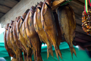 Set of smoked fish.
