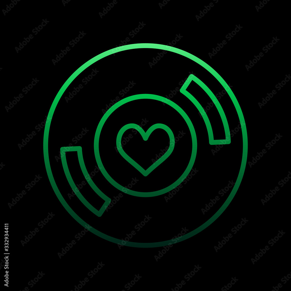 Poster vinyl record with heart nolan icon. simple thin line, outline vector of heartbeat icons for ui and u