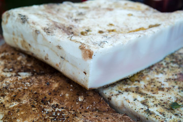 Pieces of Smoked Pork Fat