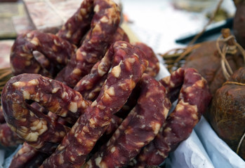 Traditional Lithuanian cured smoked sausage