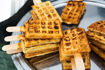Sweet fresh Viennese waffles