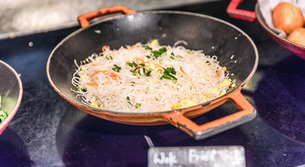 Closeup of chinese stir fried noodles