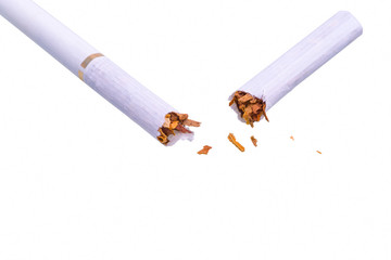 Isolated broken cigarette