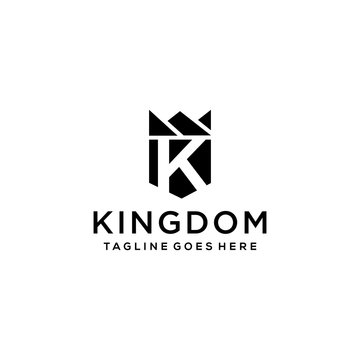 Inspire logo / symbols with the initials K in symmetrical and modern form with a crown on it.