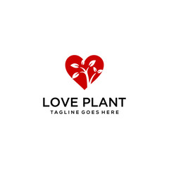 Creative Tree nature logo design with heart sign vector template icon