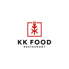 Inspiration logo simple and modern K,K symbol with a fork in the middle