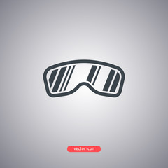Snowboard glasses icon isolated on a gray background. Black symbol in a flat style. 