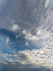 Fantastic clouds against blue sky, panorama