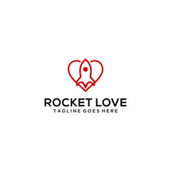 Creative modern rocket space with heart sign logo icon vector template