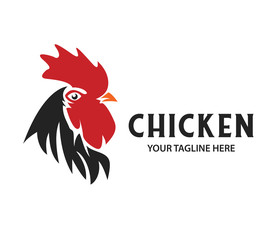 Head Rooster Logo Vector Template Design Illustration