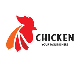 Head Rooster Logo Vector Template Design Illustration