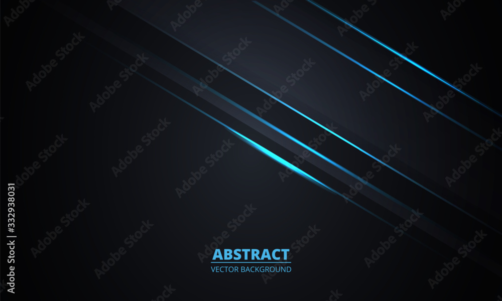 Aufkleber black abstract background. dark gray background with blue luminous lines and highlights. luxury mode