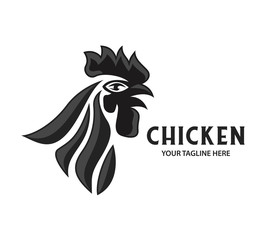 Head Rooster Logo Vector Template Design Illustration