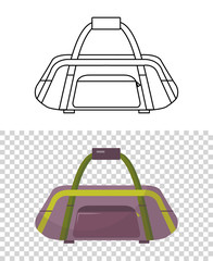 Childish cute bag for trips. Wheeled child handle travel bag. Backpack for school children, students, travelers or tourists. Fashionable bag for kids and adults