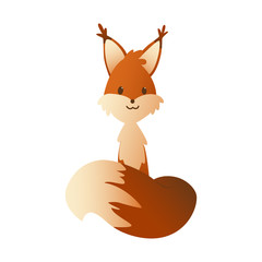 Cute cartoon squirrel. Sweet friendly animal seating and looking on you. Vector illustration with simple gradients. Funny forest wild animal