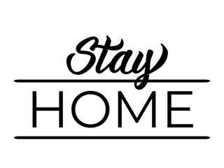 Stay home - hand lettering with font design. Vector calligraphic inscription with font, isolated on white background.