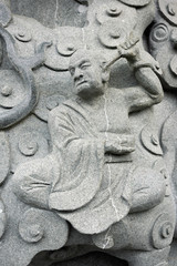Carved stone figure interior of monastery
