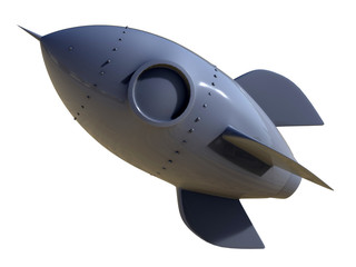 Naklejka na ściany i meble 3D rendering - cartoon grey rocket