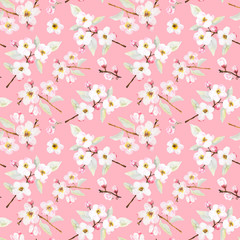Apple blossom watercolor pattern pink