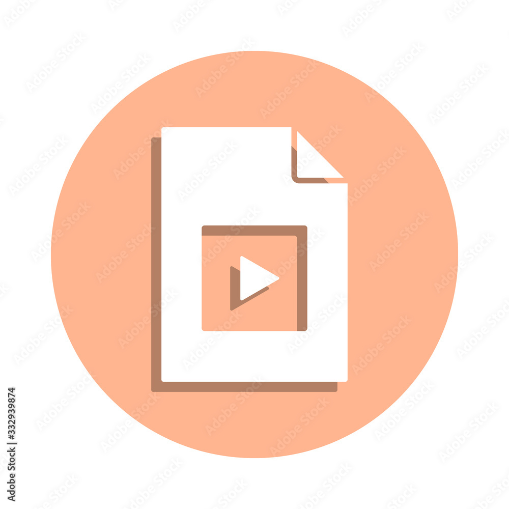 Poster play sign on document badge icon. simple glyph, flat vector of file and documents icons for ui and u