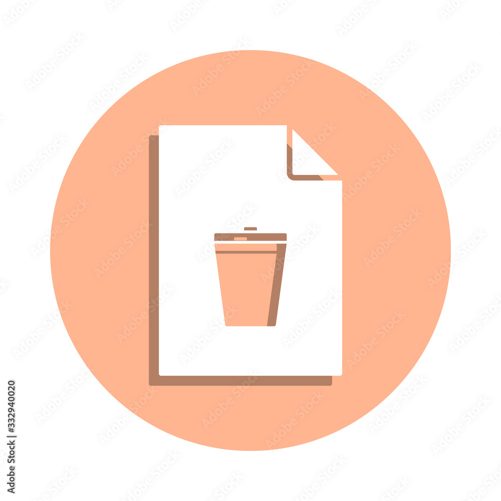Poster trash box on document badge icon. simple glyph, flat vector of file and documents icons for ui and u