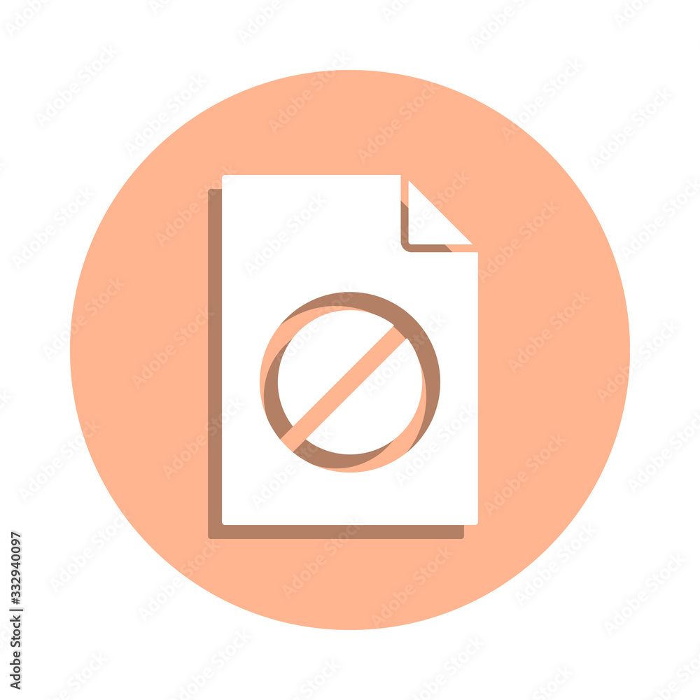 Poster forbidden on document badge icon. simple glyph, flat vector of file and documents icons for ui and u
