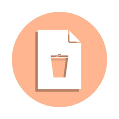 Trash box on document badge icon. Simple glyph, flat vector of file and documents icons for ui and ux, website or mobile application