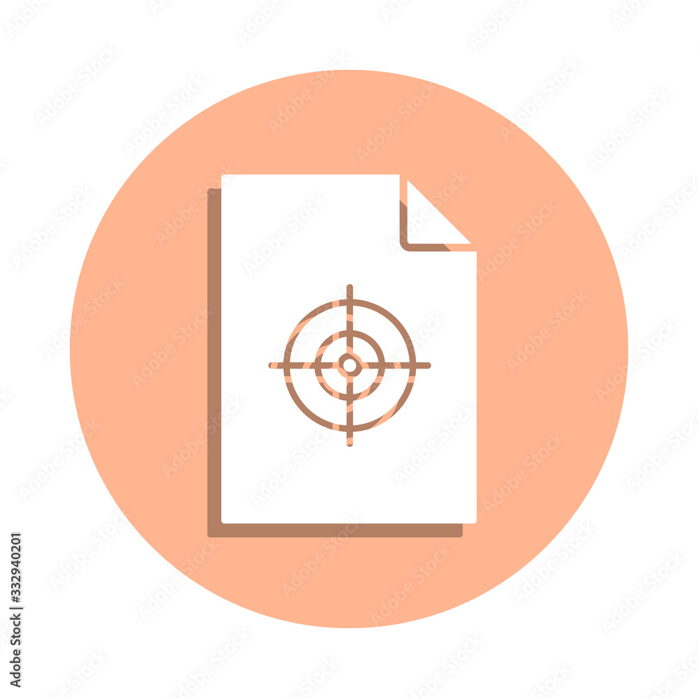 Poster target on document badge icon. simple glyph, flat vector of file and documents icons for ui and ux, 