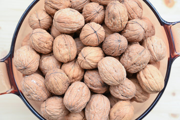 fresh Nuts on Wooden Table