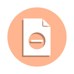 Minus on document badge icon. Simple glyph, flat vector of file and documents icons for ui and ux, website or mobile application