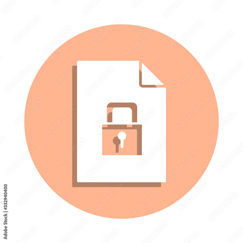 Poster lock on document badge icon. simple glyph, flat vector of file and documents icons for ui and ux, we