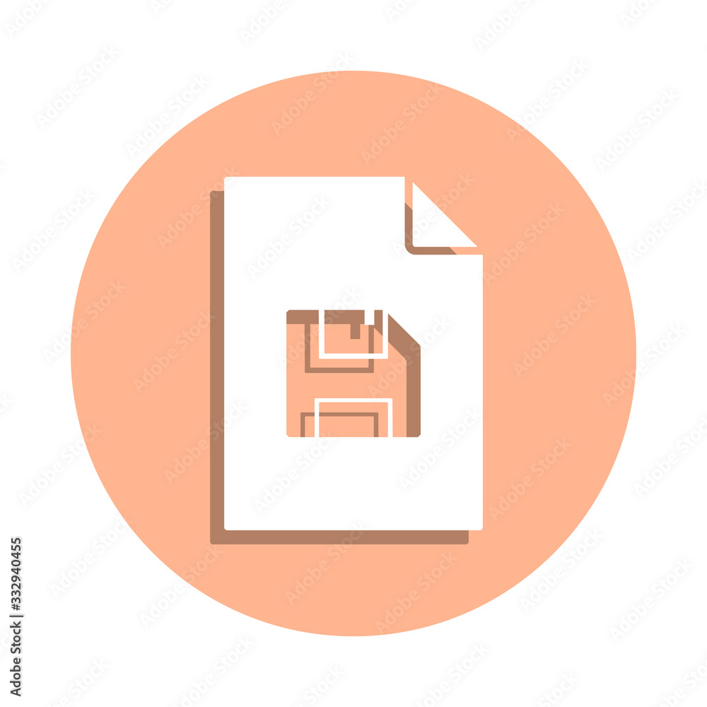 Poster floppy disk on document badge icon. simple glyph, flat vector of file and documents icons for ui and
