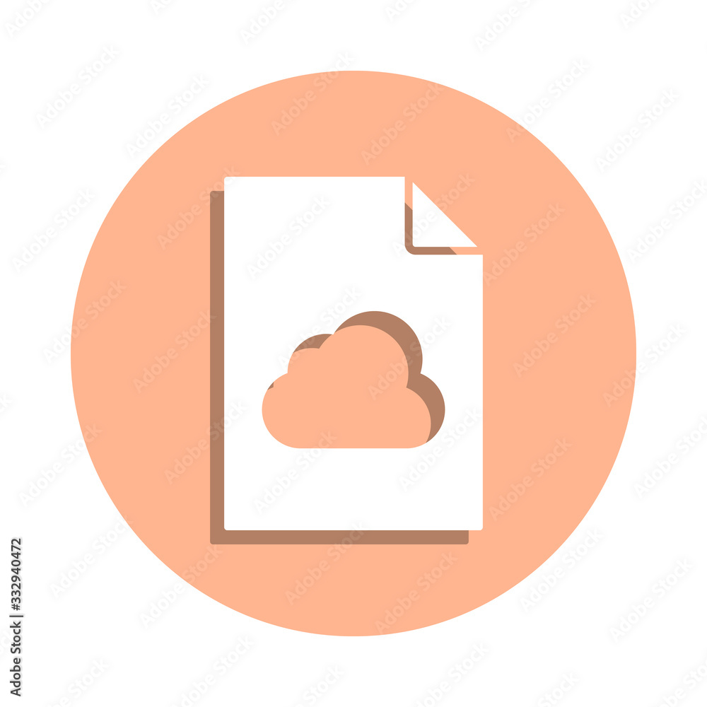 Poster cloud on document badge icon. simple glyph, flat vector of file and documents icons for ui and ux, w
